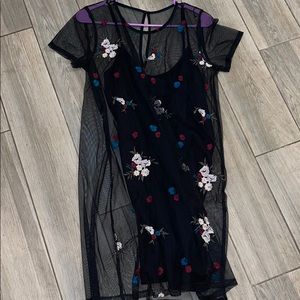Black Hollister mash floral dress with slip